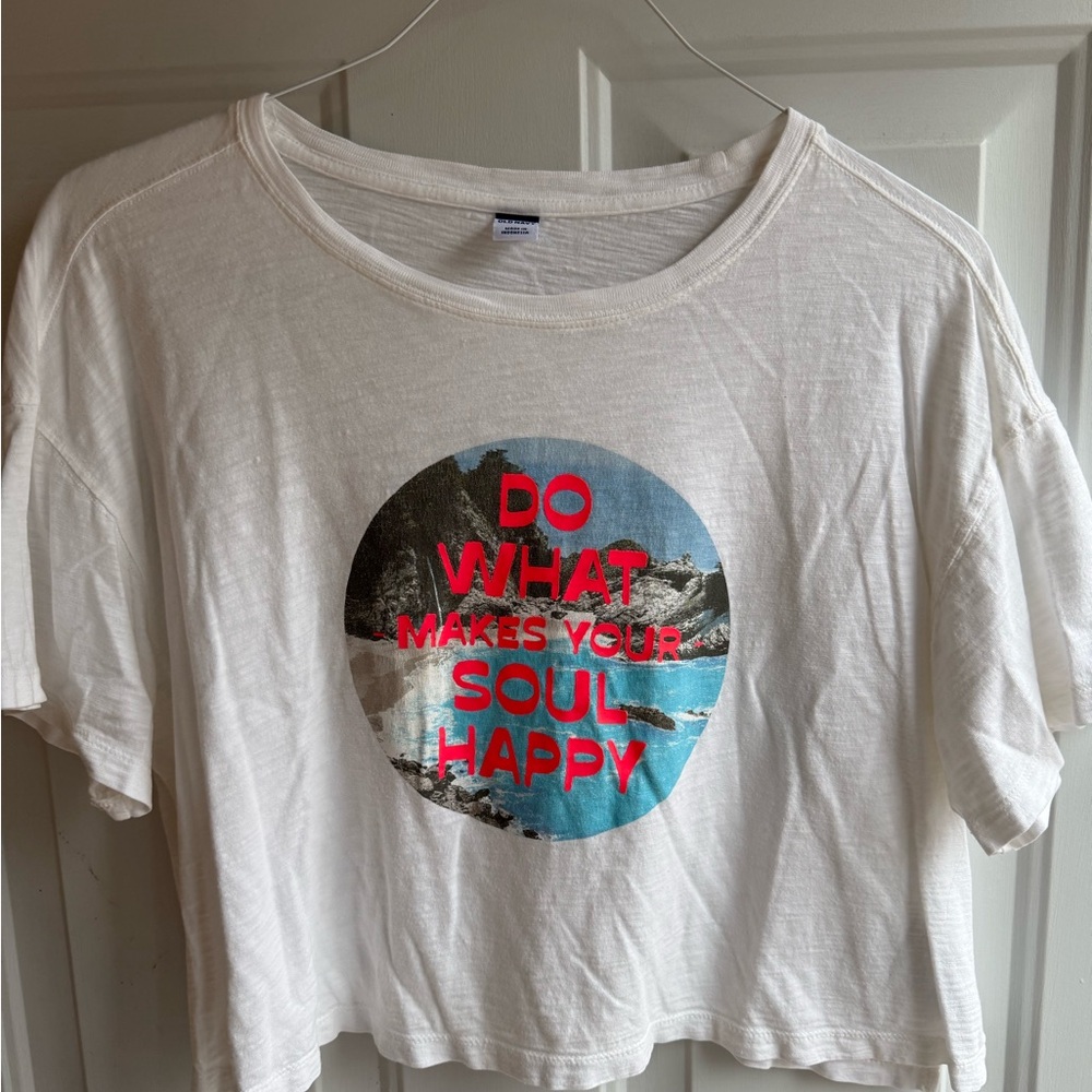 Old Navy Cream/Tan Basic Crew Neck Tee